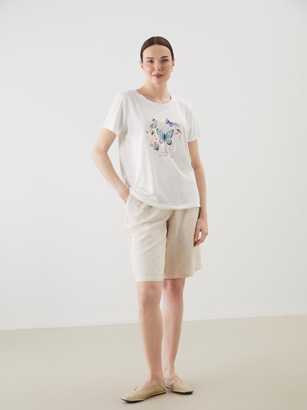 Crew Neck Printed Woman T-Shirt-1