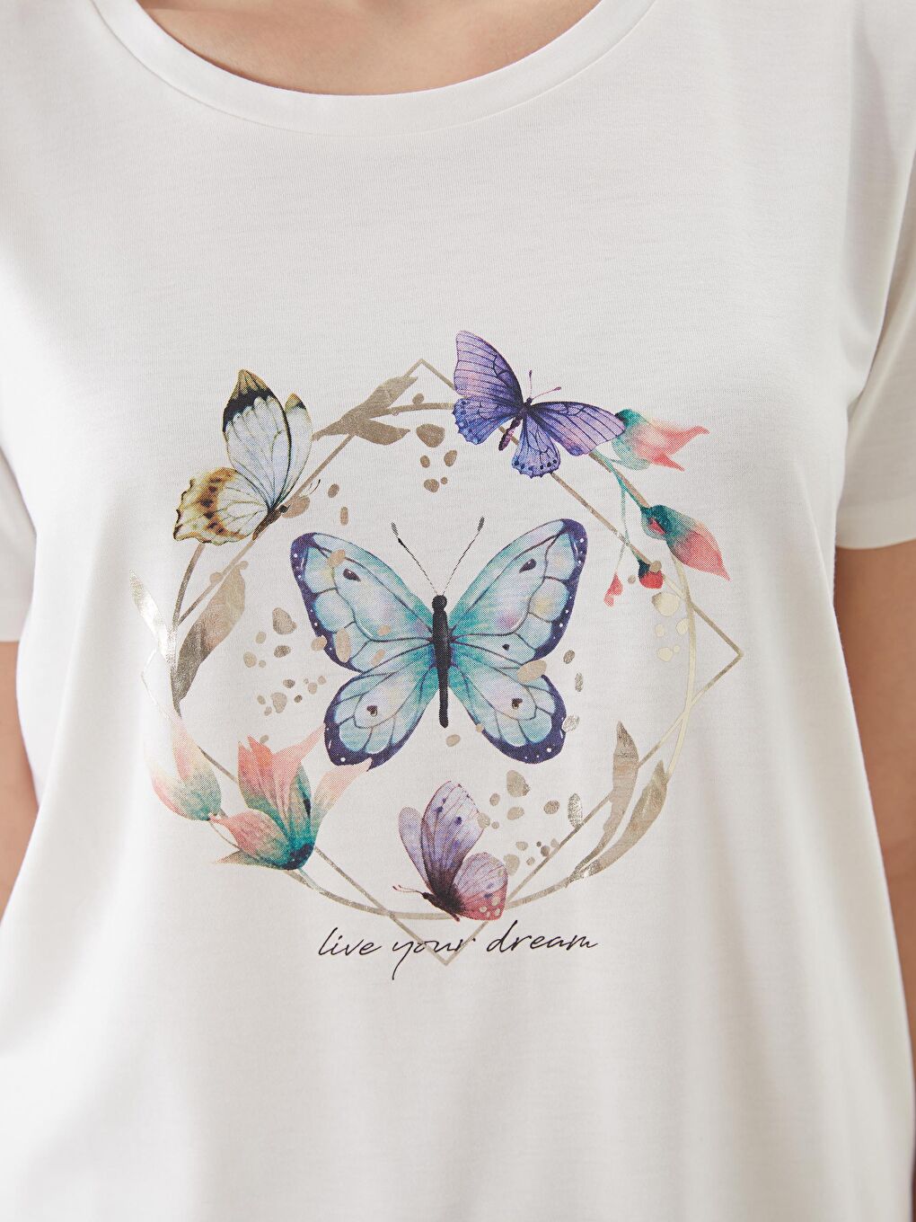 Crew Neck Printed Woman T-Shirt-2