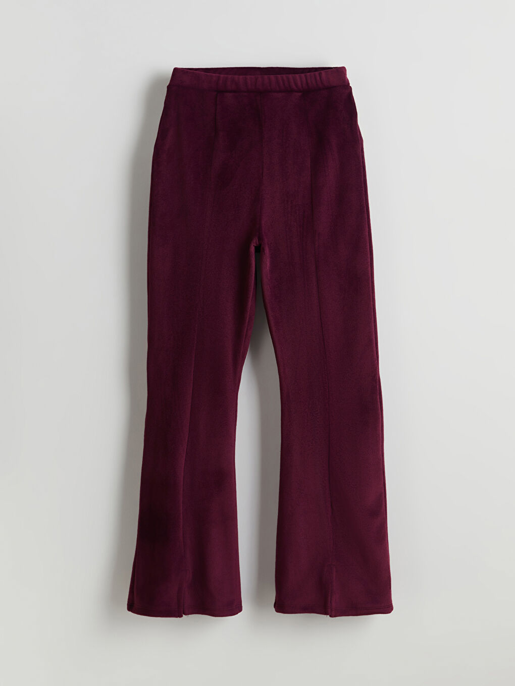 Mürdüm Beli Lastikli Kadife İspanyol Paça Kız Çocuk Tayt