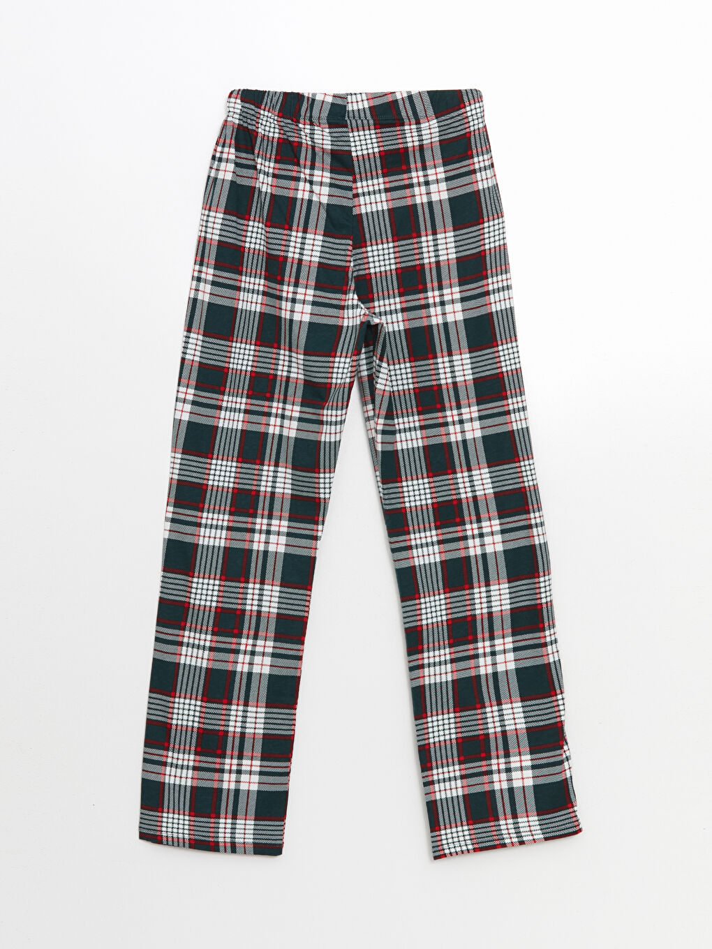 Yeşil Beli Lastikli Ekose Kadın Pijama Alt-1