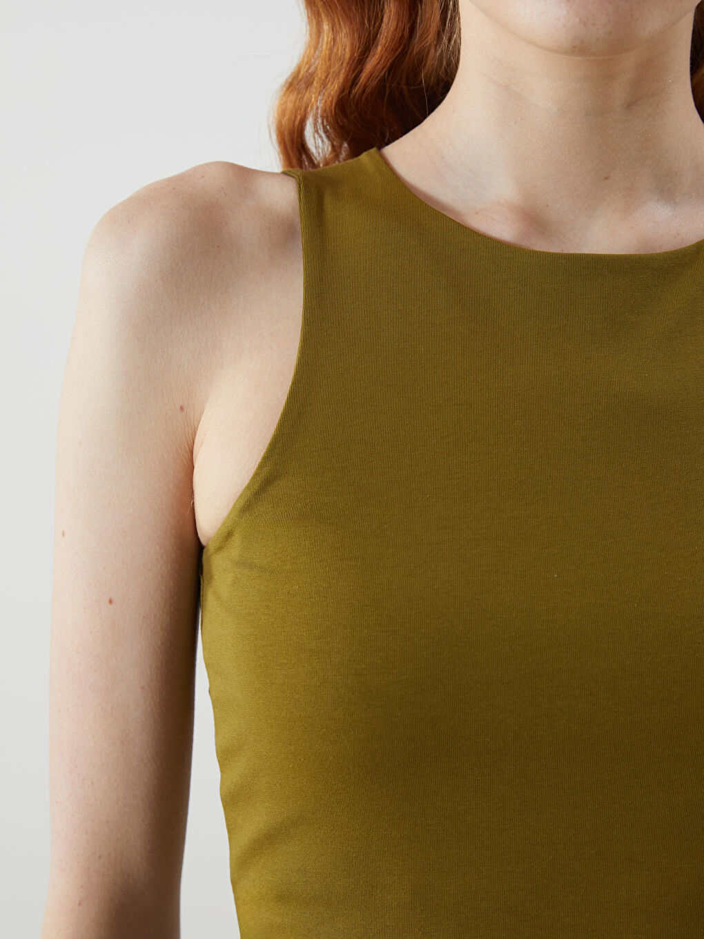 Haki Bisiklet Yaka Kadın Atlet-2