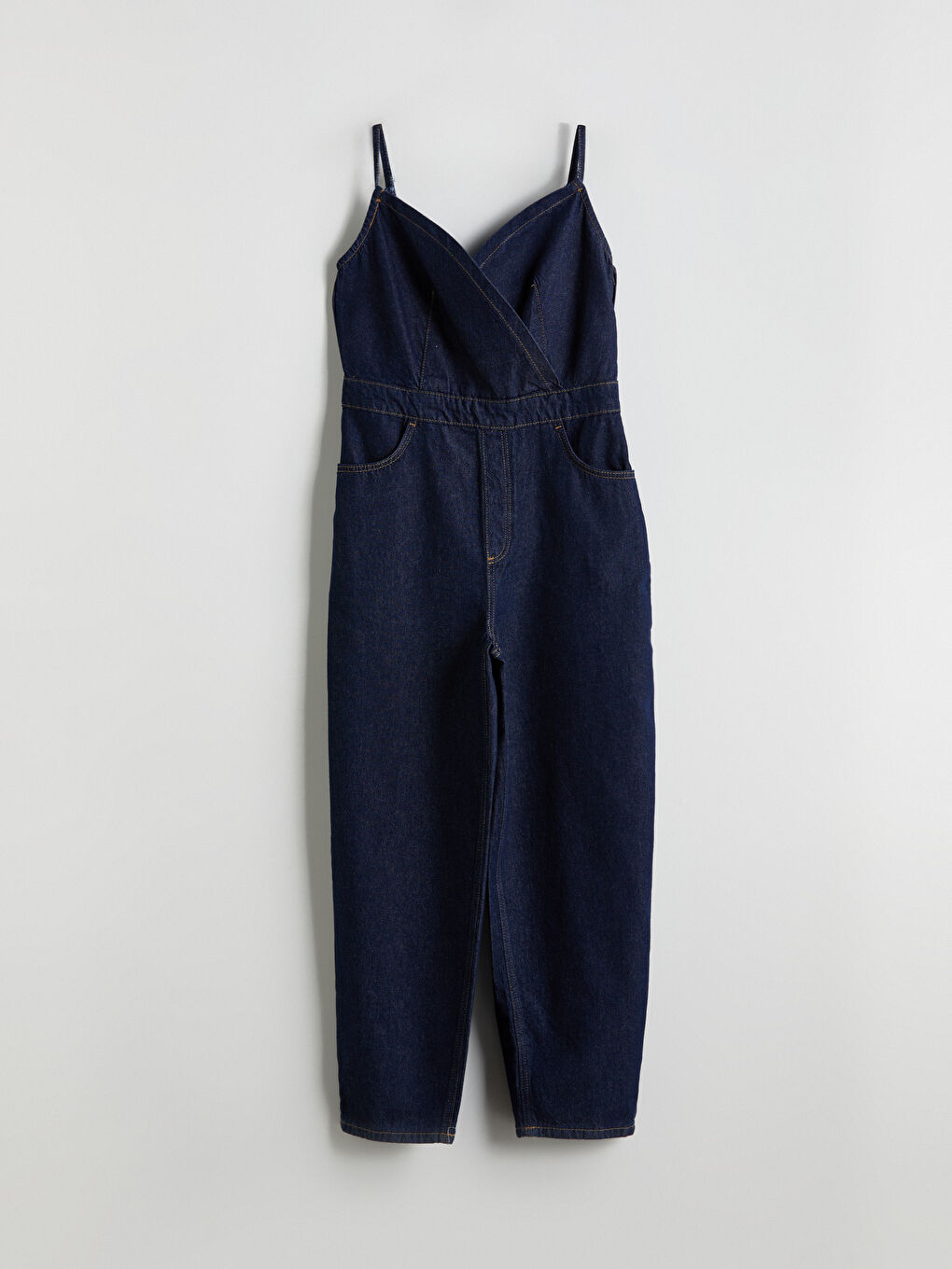 LCW Vision Indigo Kruvaze Yaka Askılı Kadın Jean Tulum - 4