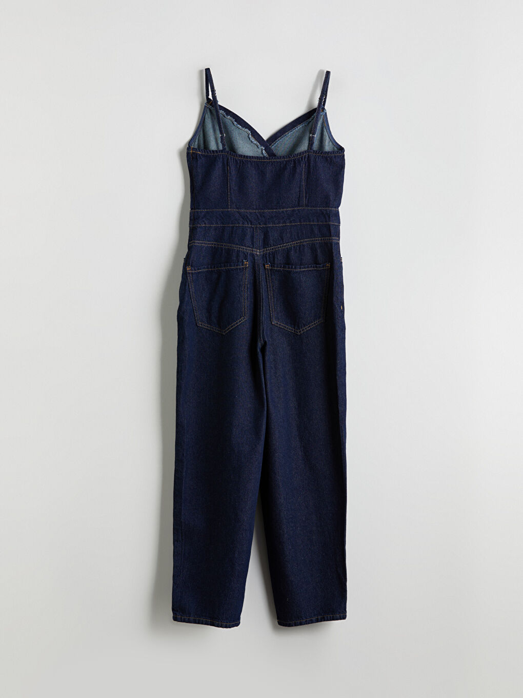 LCW Vision Indigo Kruvaze Yaka Askılı Kadın Jean Tulum - 5