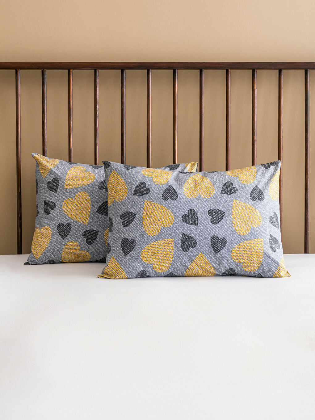 Heart Printed Cotton Pillowcase 2 Pack 50x70 cm