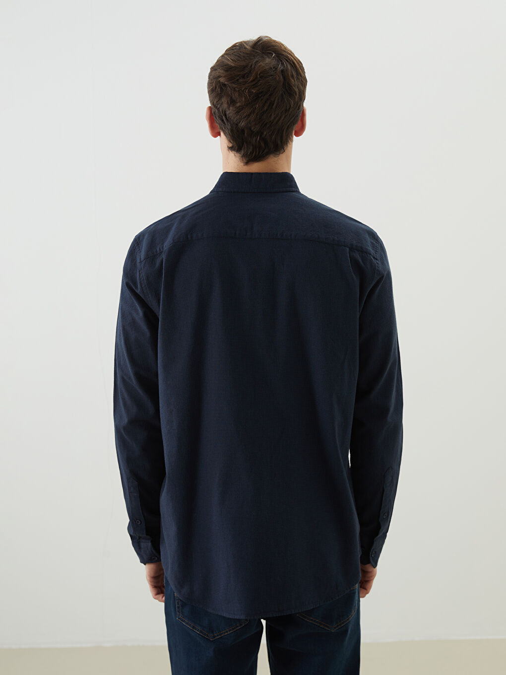 Regular Fit Long Sleeve Dobby Weave Men's Shirt -S5MH43Z8-CTG