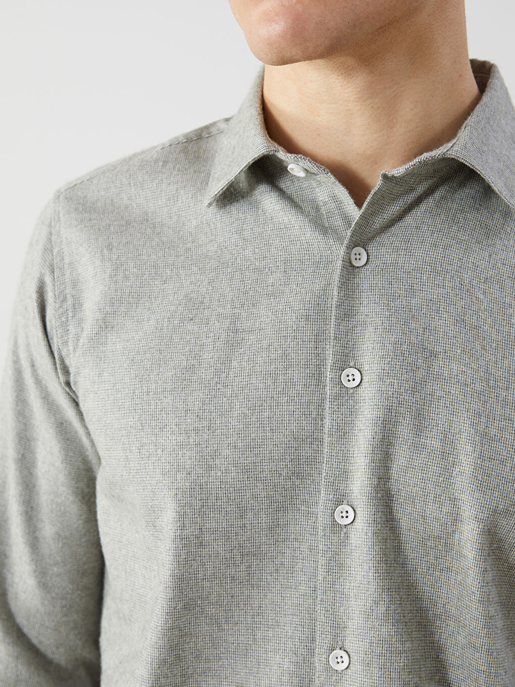 Yeşil Regular Fit Uzun Kollu Armürlü Erkek Gömlek-2