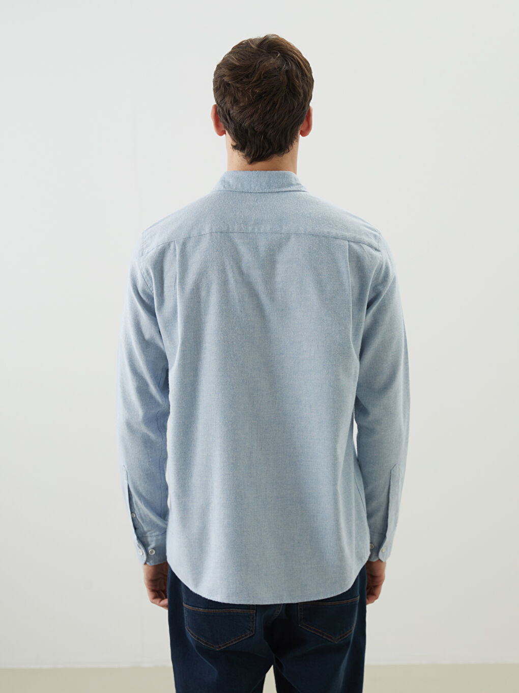 Mavi Regular Fit Uzun Kollu Armürlü Erkek Gömlek-3