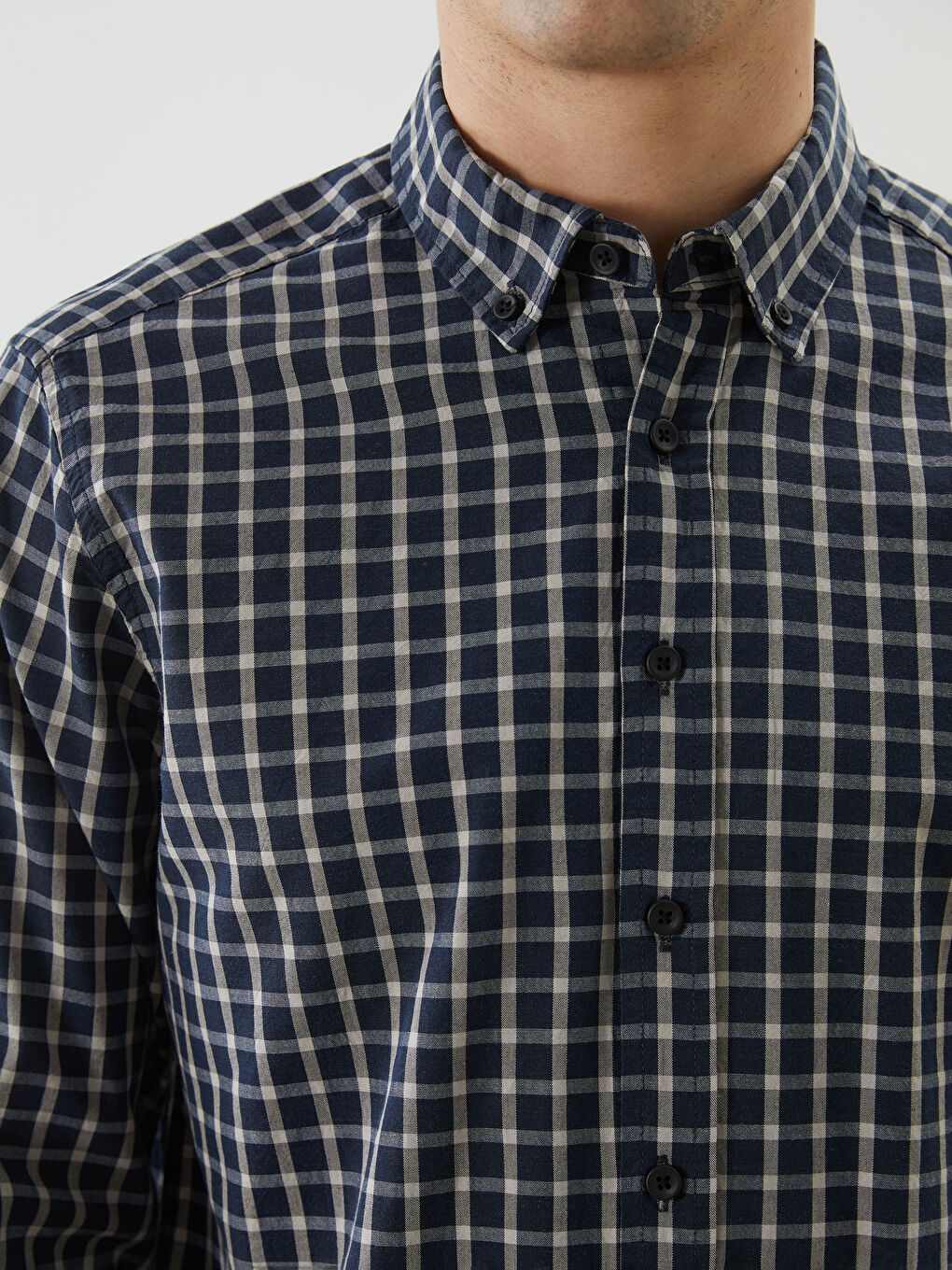 Regular Fit Long Sleeve Plaid Gabardine Men's Shirt -S5MH48Z8-LN6