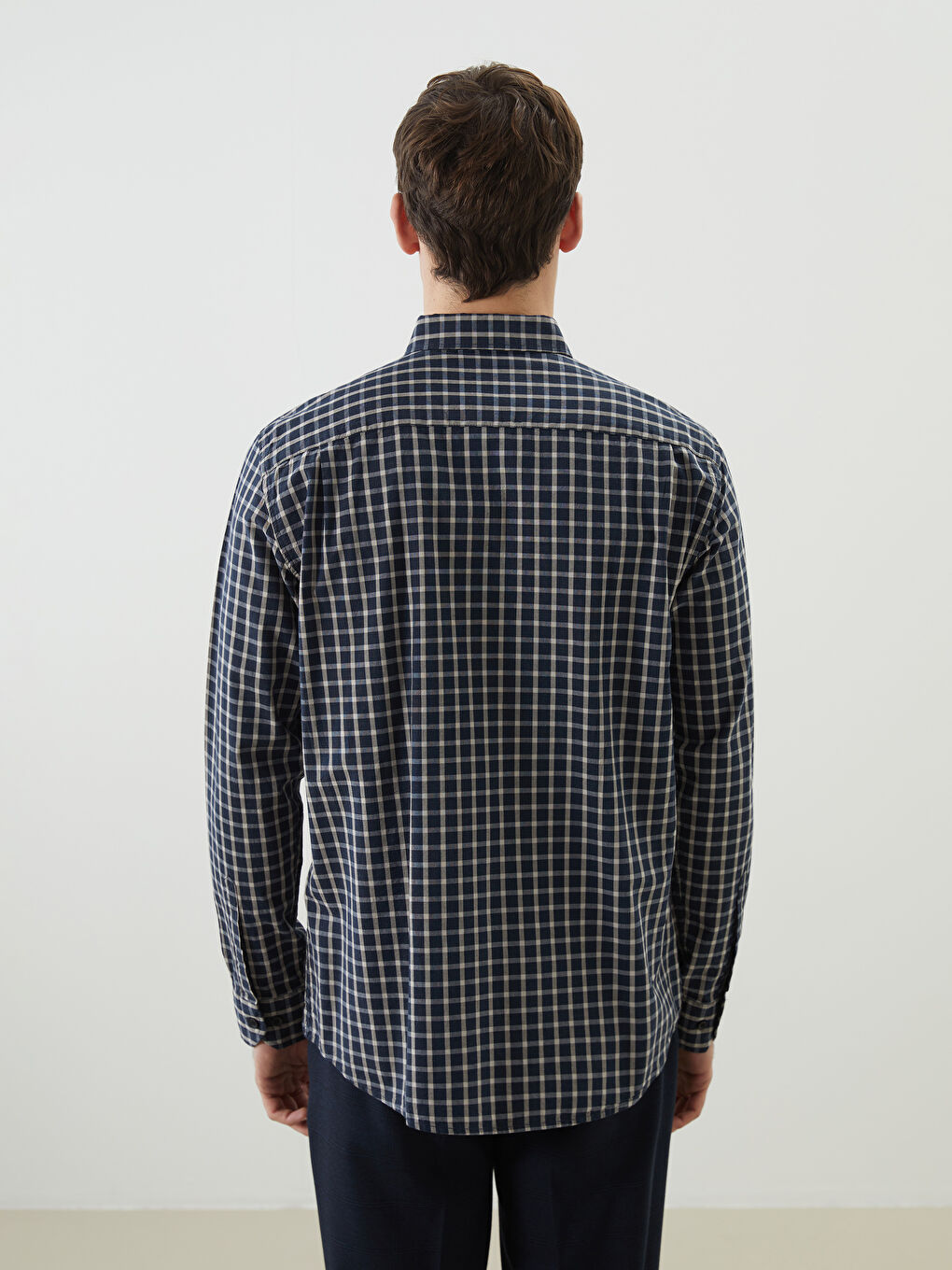 Regular Fit Long Sleeve Plaid Gabardine Men's Shirt -S5MH48Z8-LN6
