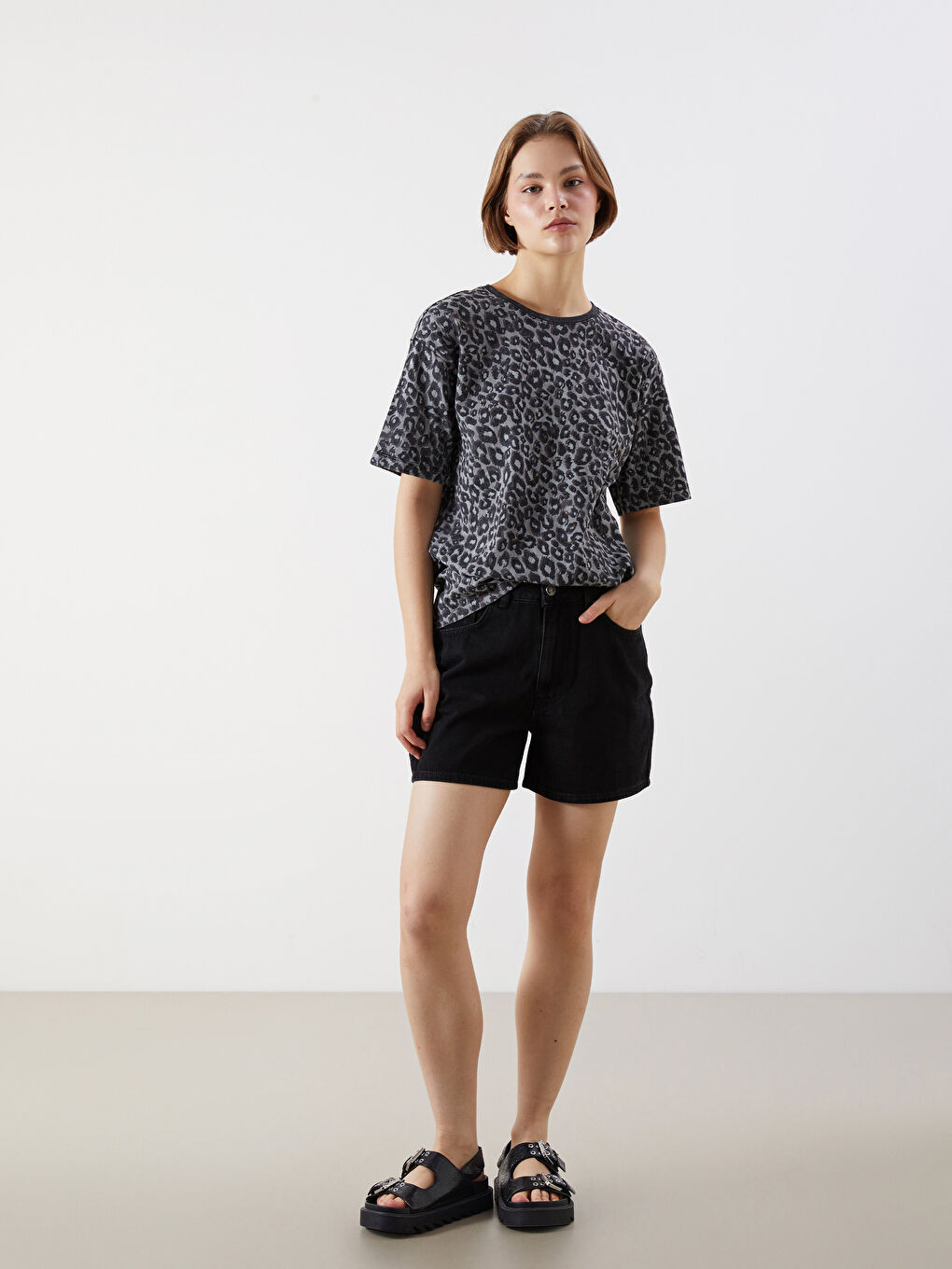 XSIDE Crew Neck Patterned Women's T-Shirt -S5MH56Z8-LQ9
