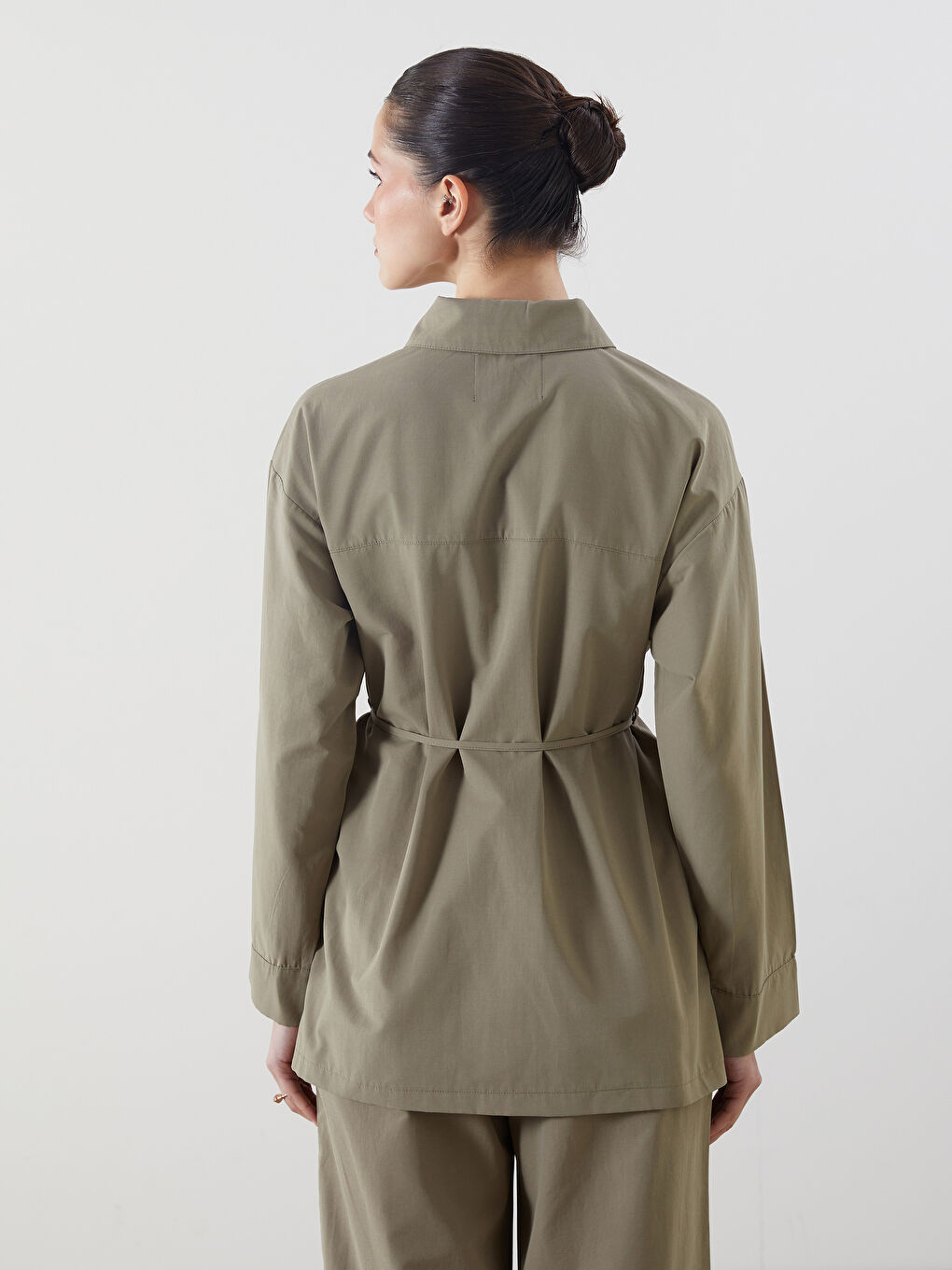 LCW Modest Haki Poplin Kadın Gömlek Tunik - 3