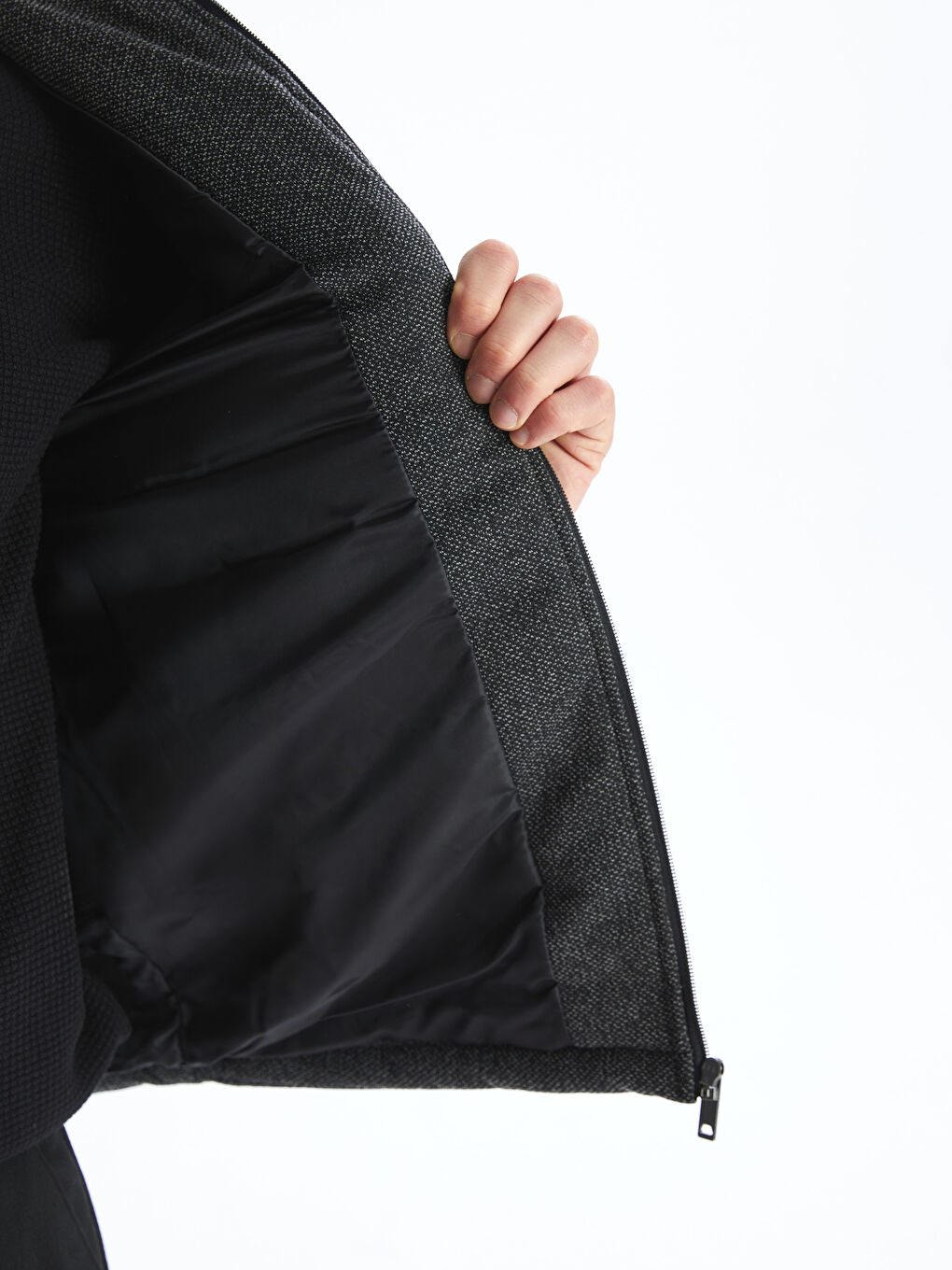 Antrasit Slim Fit Gömlek Yaka Erkek Mont-3