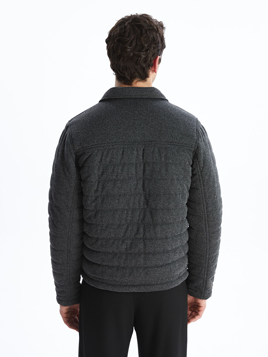 Antrasit Slim Fit Gömlek Yaka Erkek Mont-4