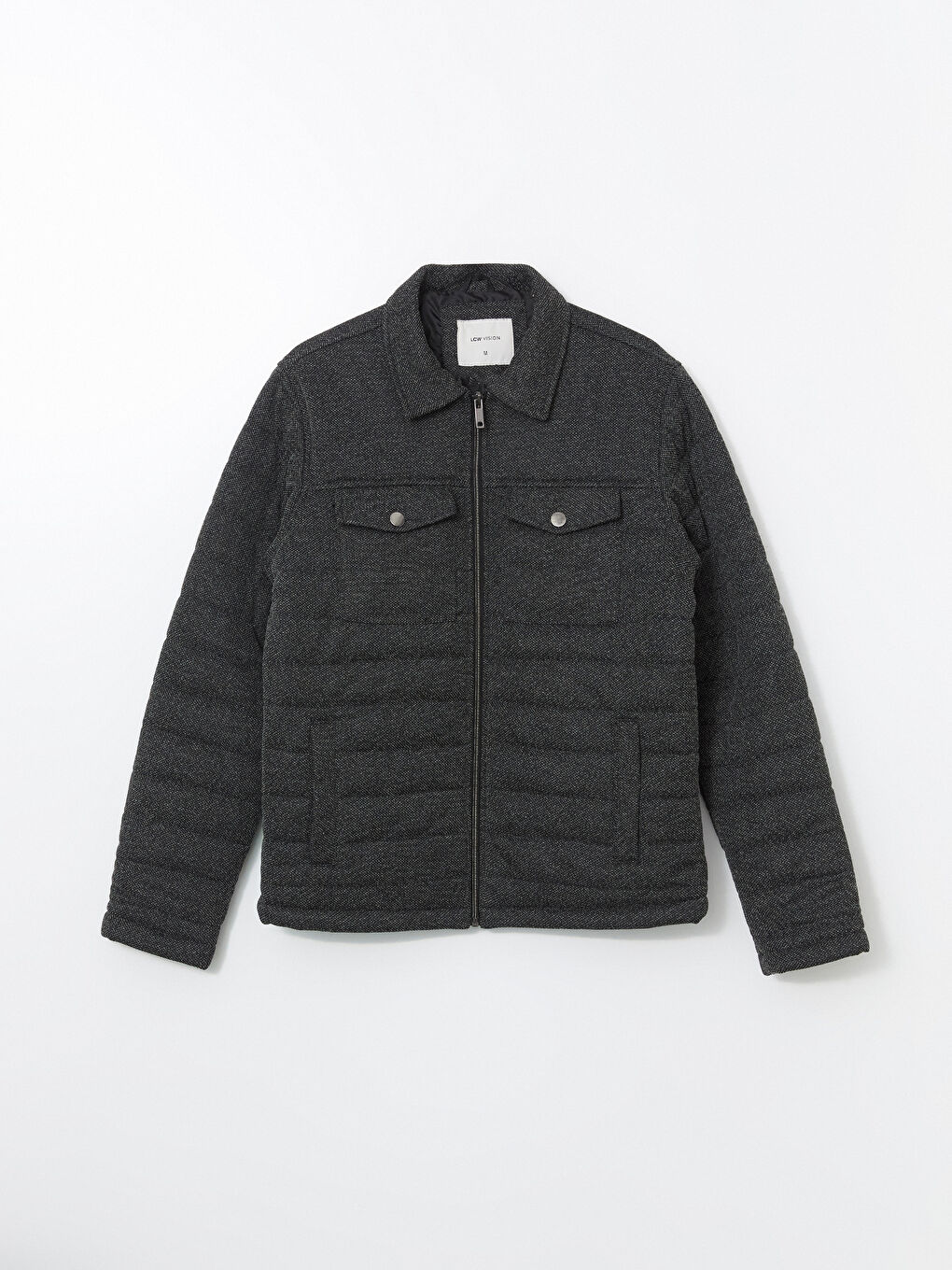 Antrasit Slim Fit Gömlek Yaka Erkek Mont-5