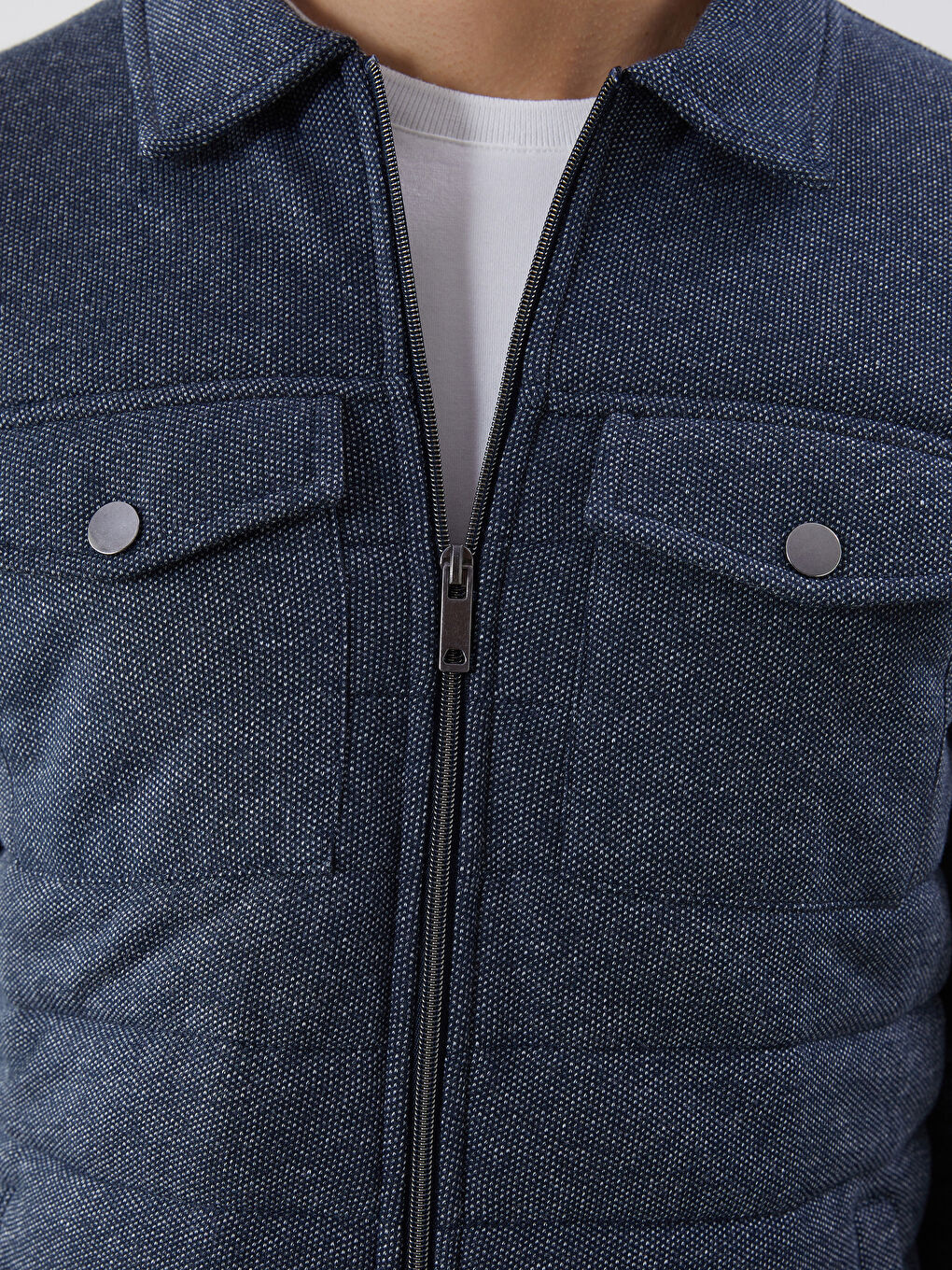 Lacivert Slim Fit Gömlek Yaka Erkek Mont-3