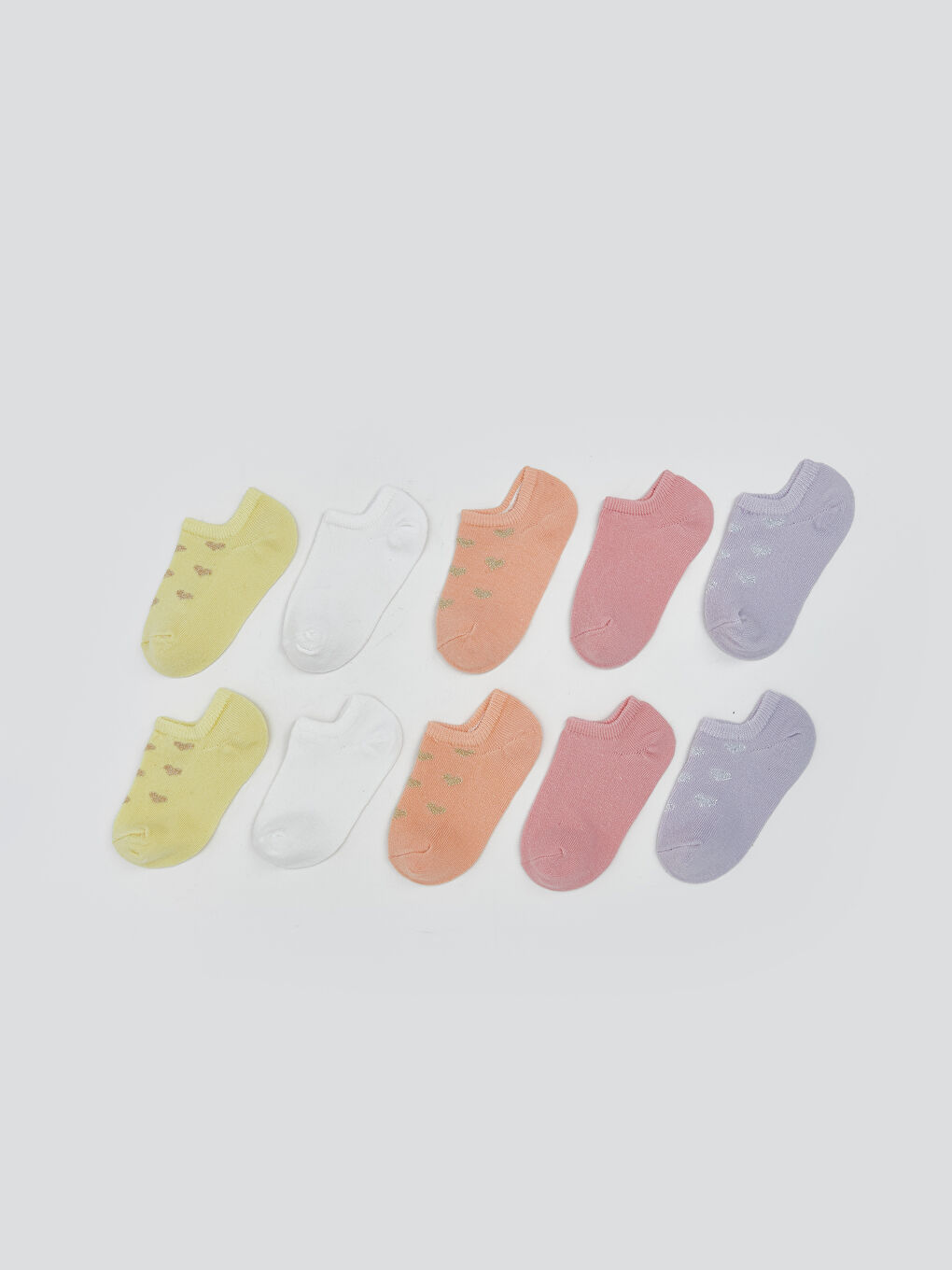 Sarı Baskılı Kız Bebek Patik Çorap 10'lu