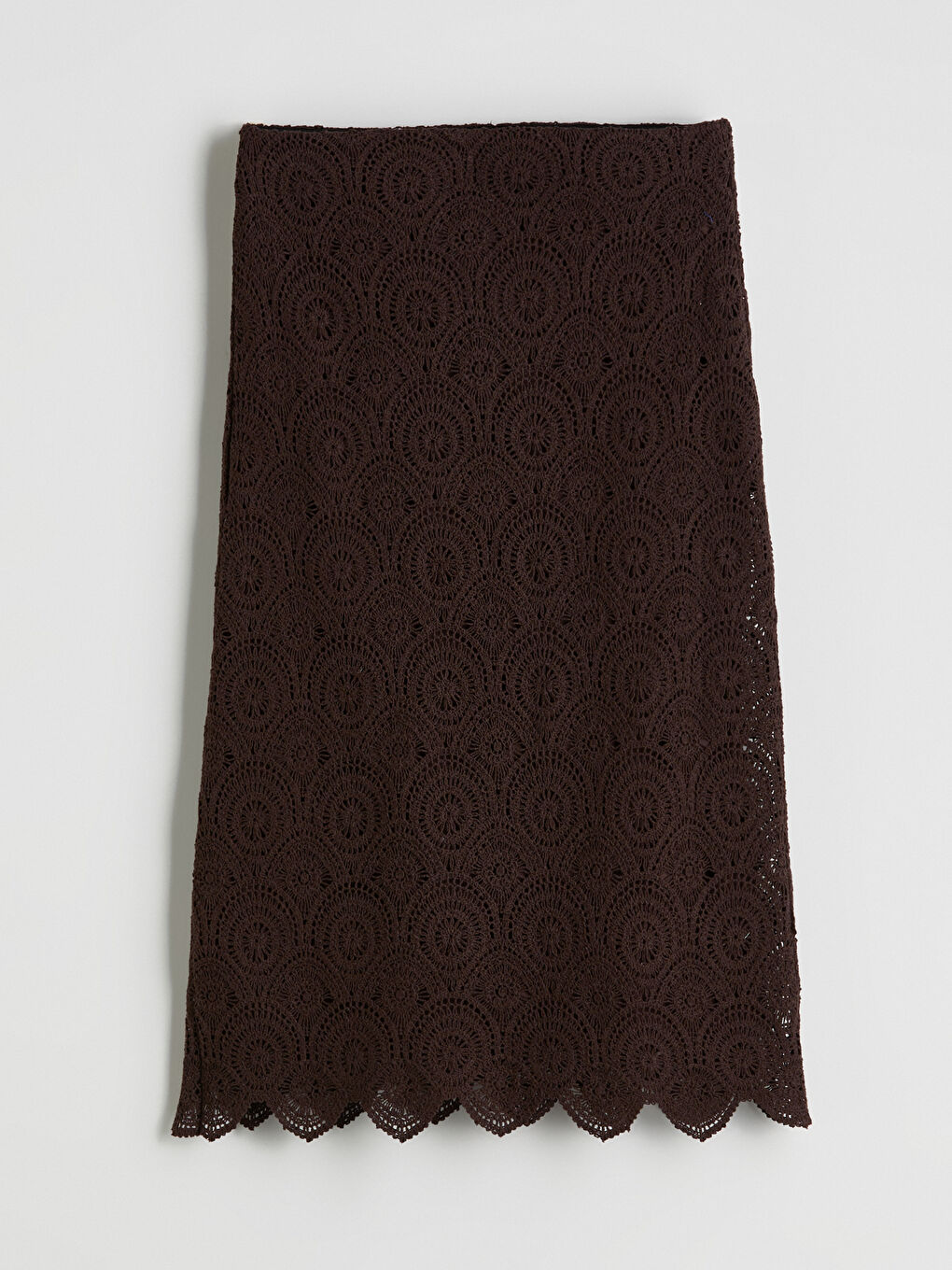 Kahverengi Beli Lastikli Ajurlu Kroşe Etek-4