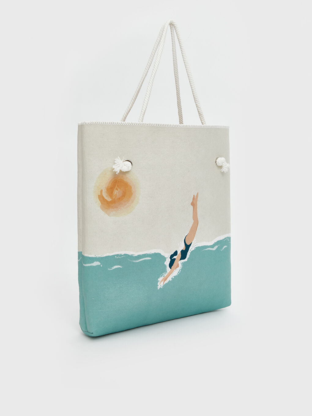 Karışık Baskılı Kadın Plaj Çantası-1