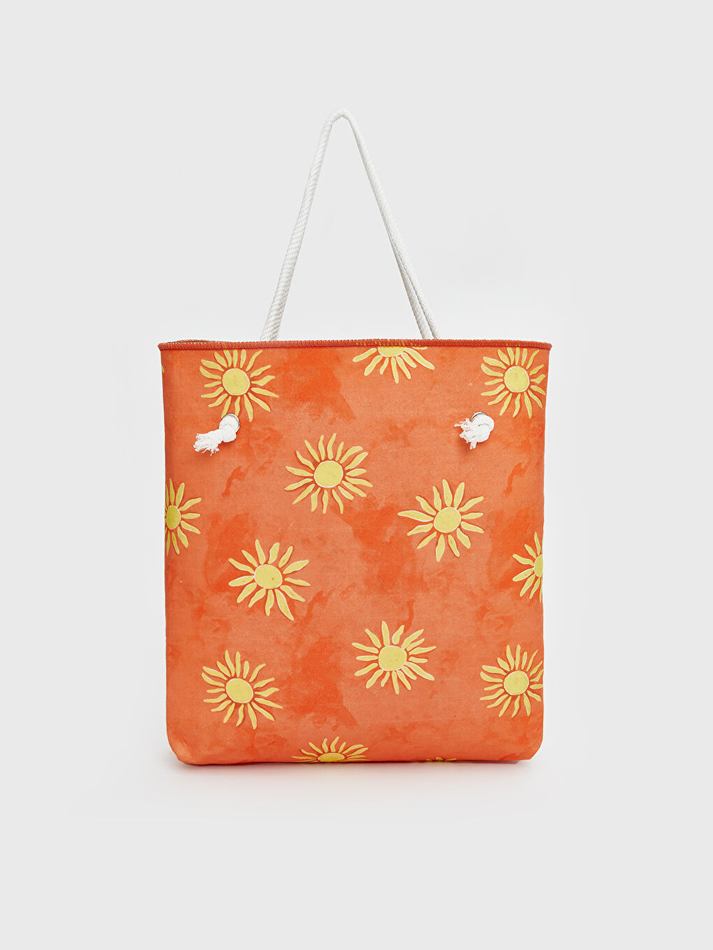 Turuncu Güneş Baskılı Kadın Plaj Çantası
