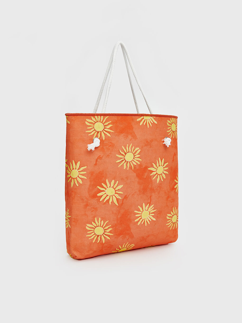 Turuncu Güneş Baskılı Kadın Plaj Çantası-1