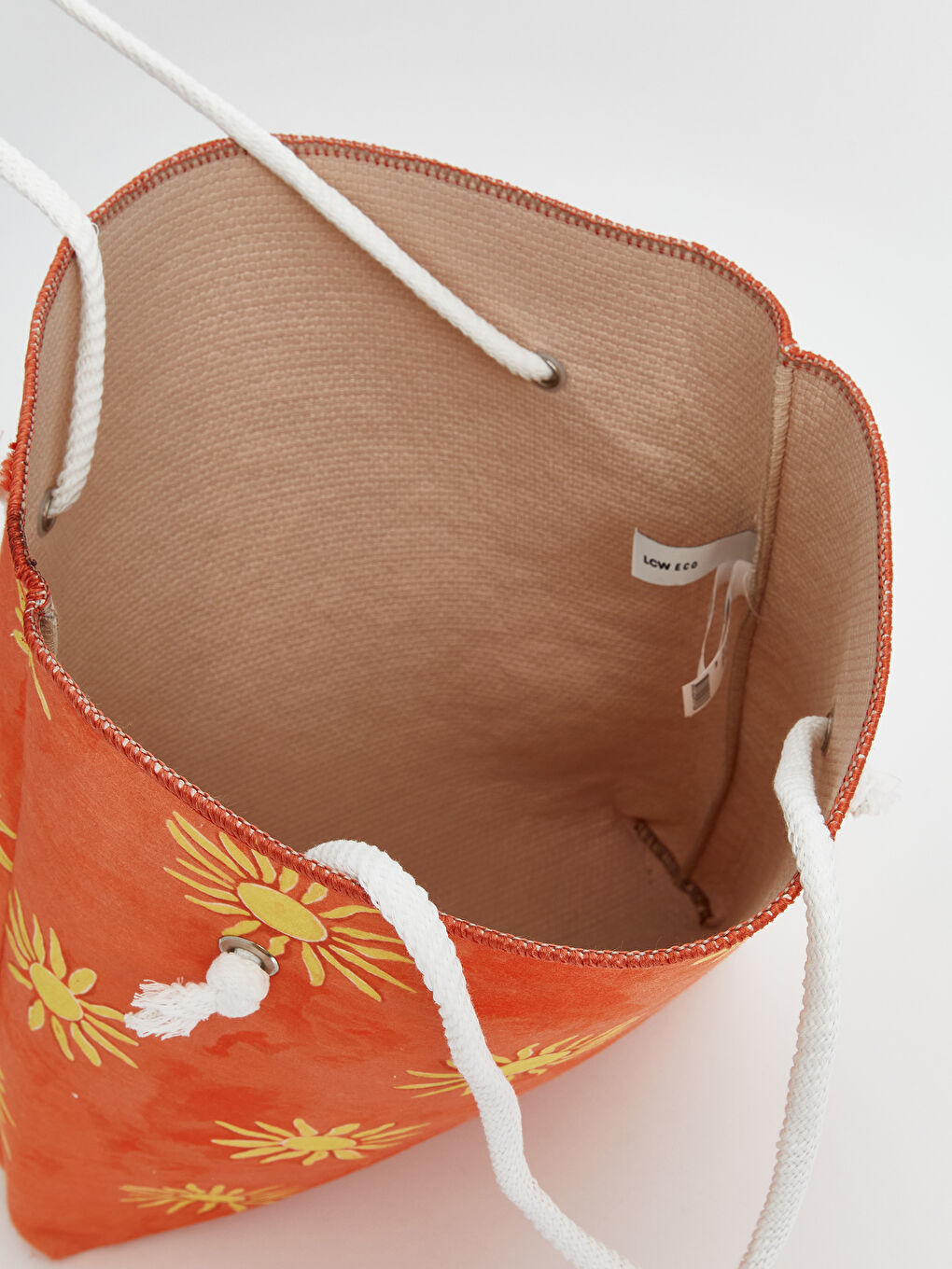 Turuncu Güneş Baskılı Kadın Plaj Çantası-3