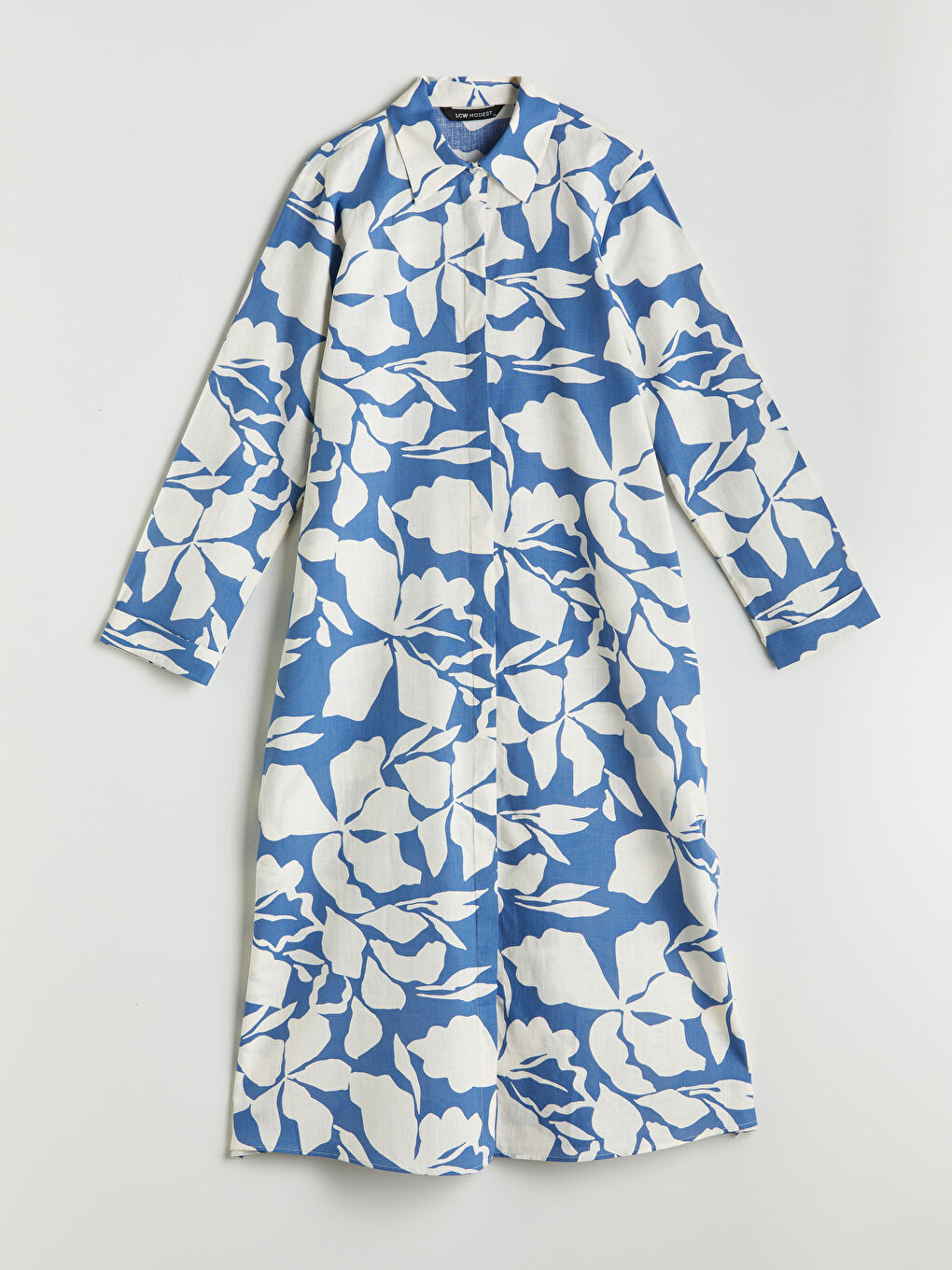 Mavi Çiçekli Kadın Gömlek Tunik-4