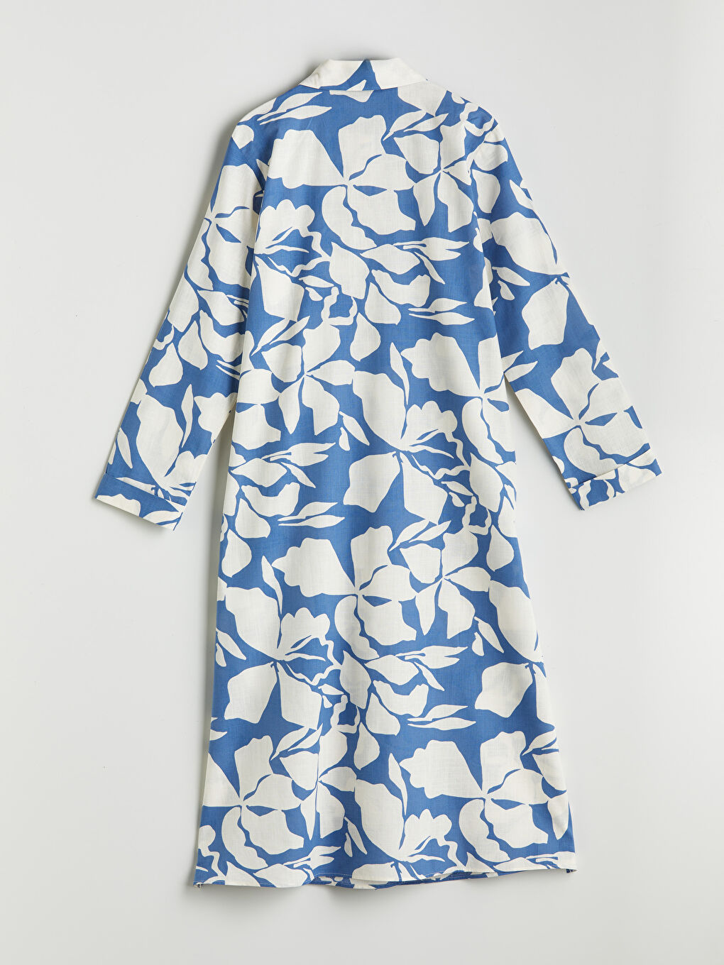 Mavi Çiçekli Kadın Gömlek Tunik-5