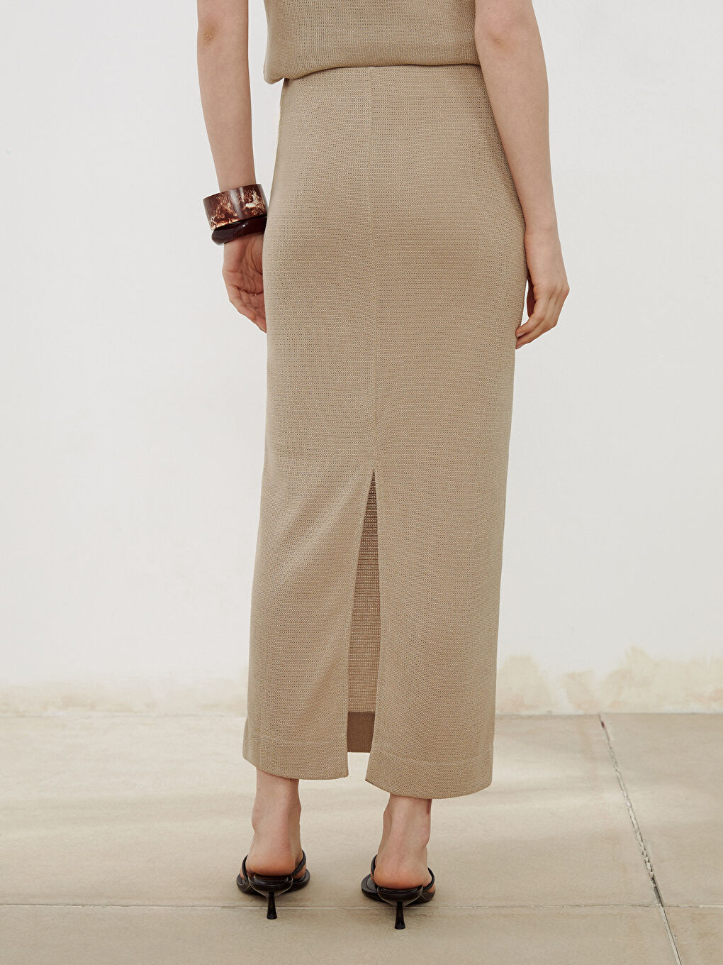 LCW Vision Elasticated Waist Slit Detail Skirt -S5MI14Z8-G7K