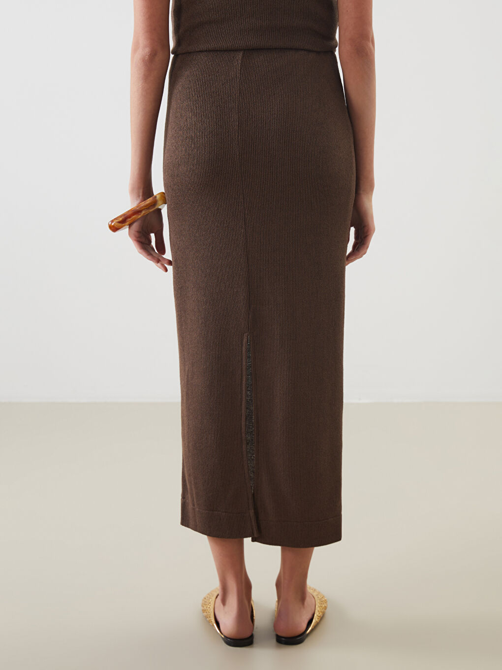LCW Vision Elasticated Waist Slit Detail Skirt -S5MI14Z8-HDD