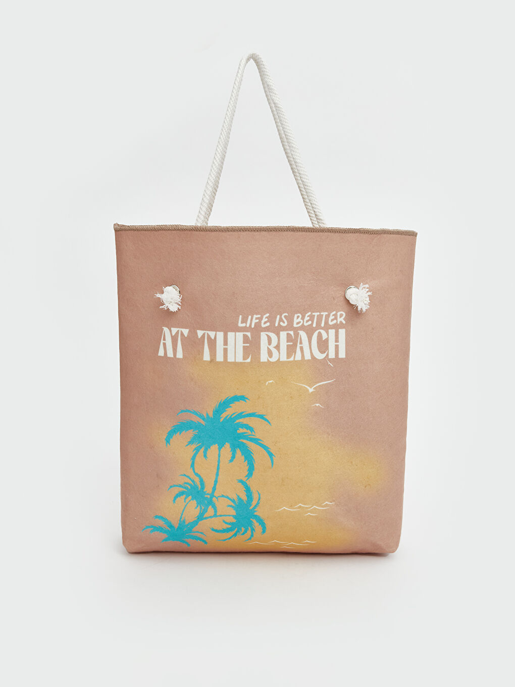 Pembe Hasır İpli Kadın Plaj Çantası