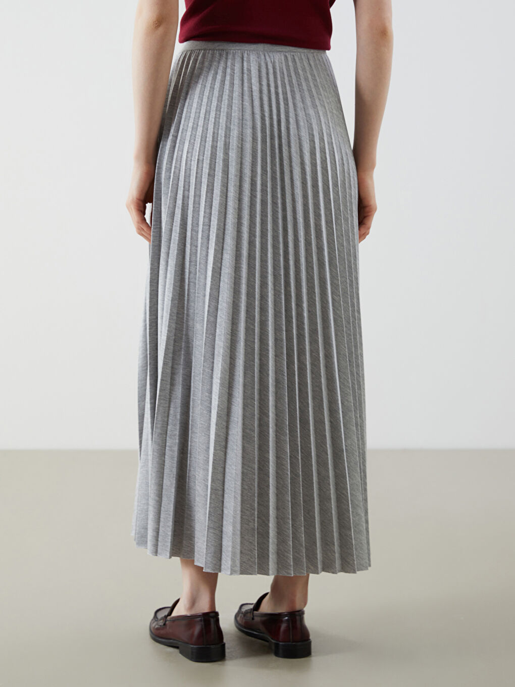 Elastic Waist Pleated Skirt -S5MI28Z8-EFN