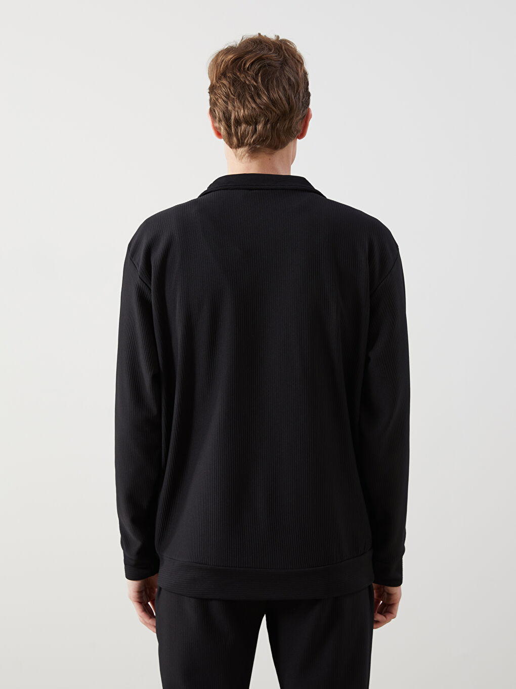 Siyah Dik Yaka Erkek Sweatshirt-3