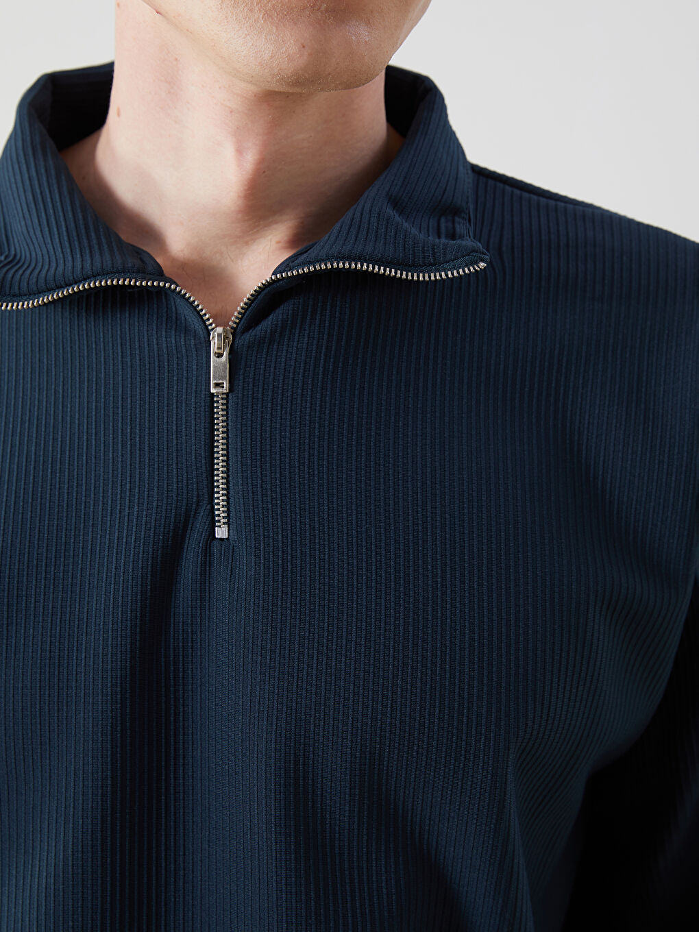 Petrol Dik Yaka Erkek Sweatshirt-2