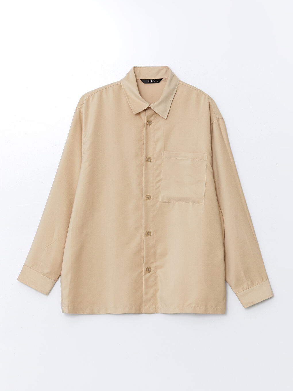 Bej Rahat Kalıp Uzun Kollu Erkek Gömlek-4