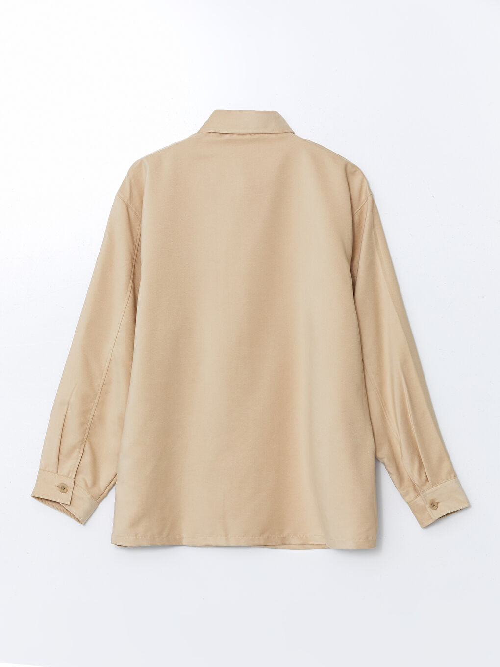 Bej Rahat Kalıp Uzun Kollu Erkek Gömlek-5