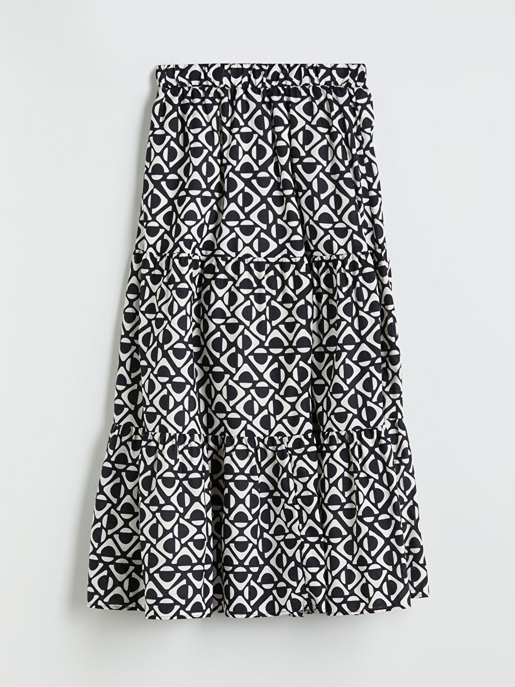 Elasticated Waist Patterned Layered Skirt -S5MI60Z8-LQJ