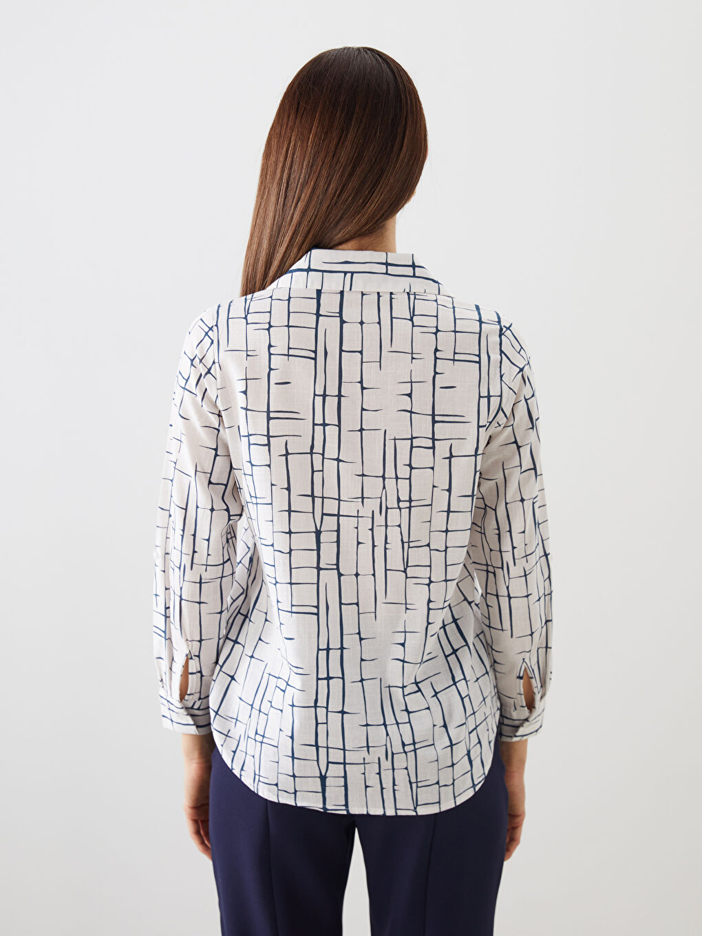 Patterned Poplin Women's Shirt-3