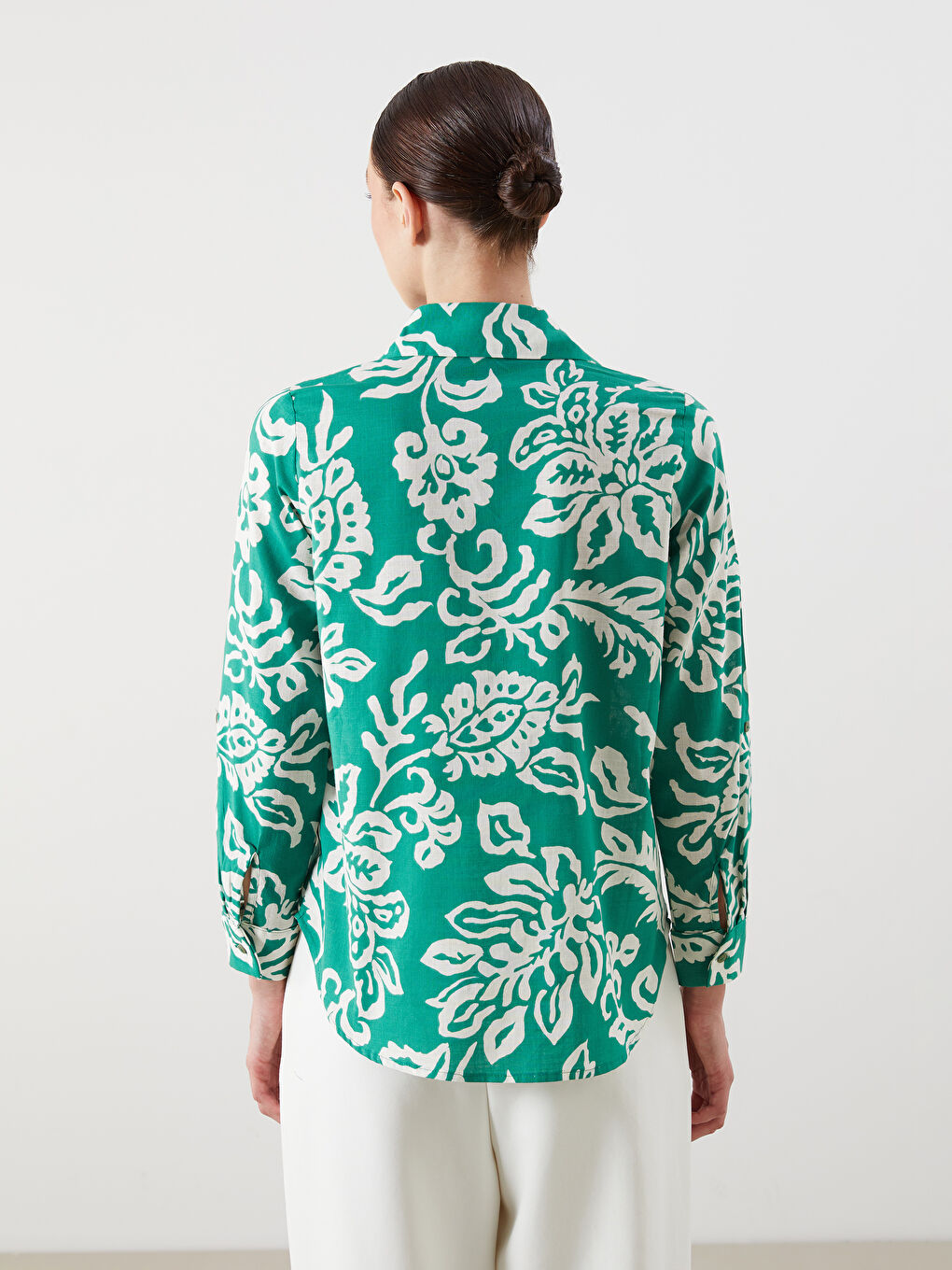 Patterned Poplin Women's Shirt-3