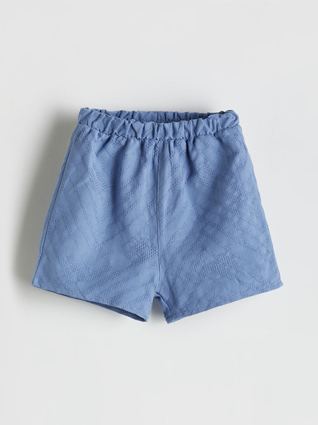 Mavi Beli Lastikli Dokulu Erkek Bebek Şort