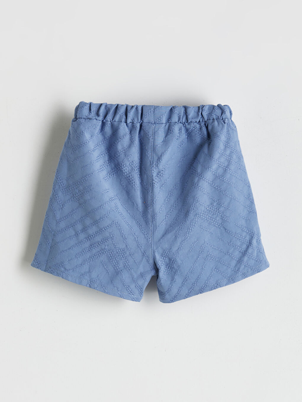 Mavi Beli Lastikli Dokulu Erkek Bebek Şort-1