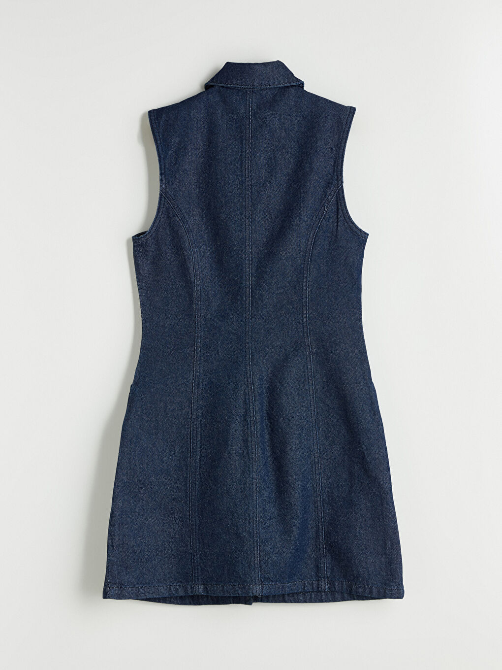 İndigo Gömlek Yaka Jean Elbise-5