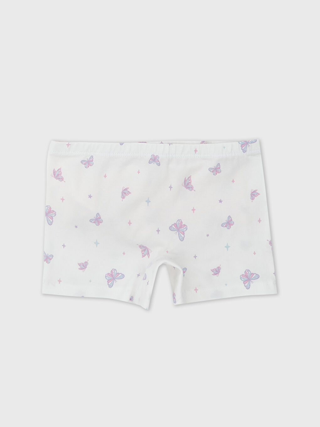 Ekru Beli Lastikli Baskılı Kız Çocuk Boxer