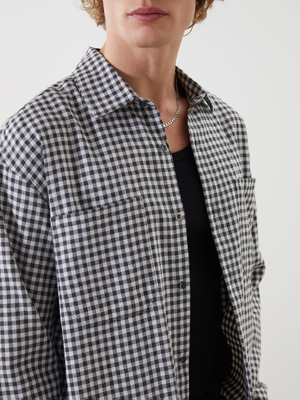 XSIDE Relaxed Fit Long Sleeve Plaid Men's Shirt -S5MJ32Z8-LKQ