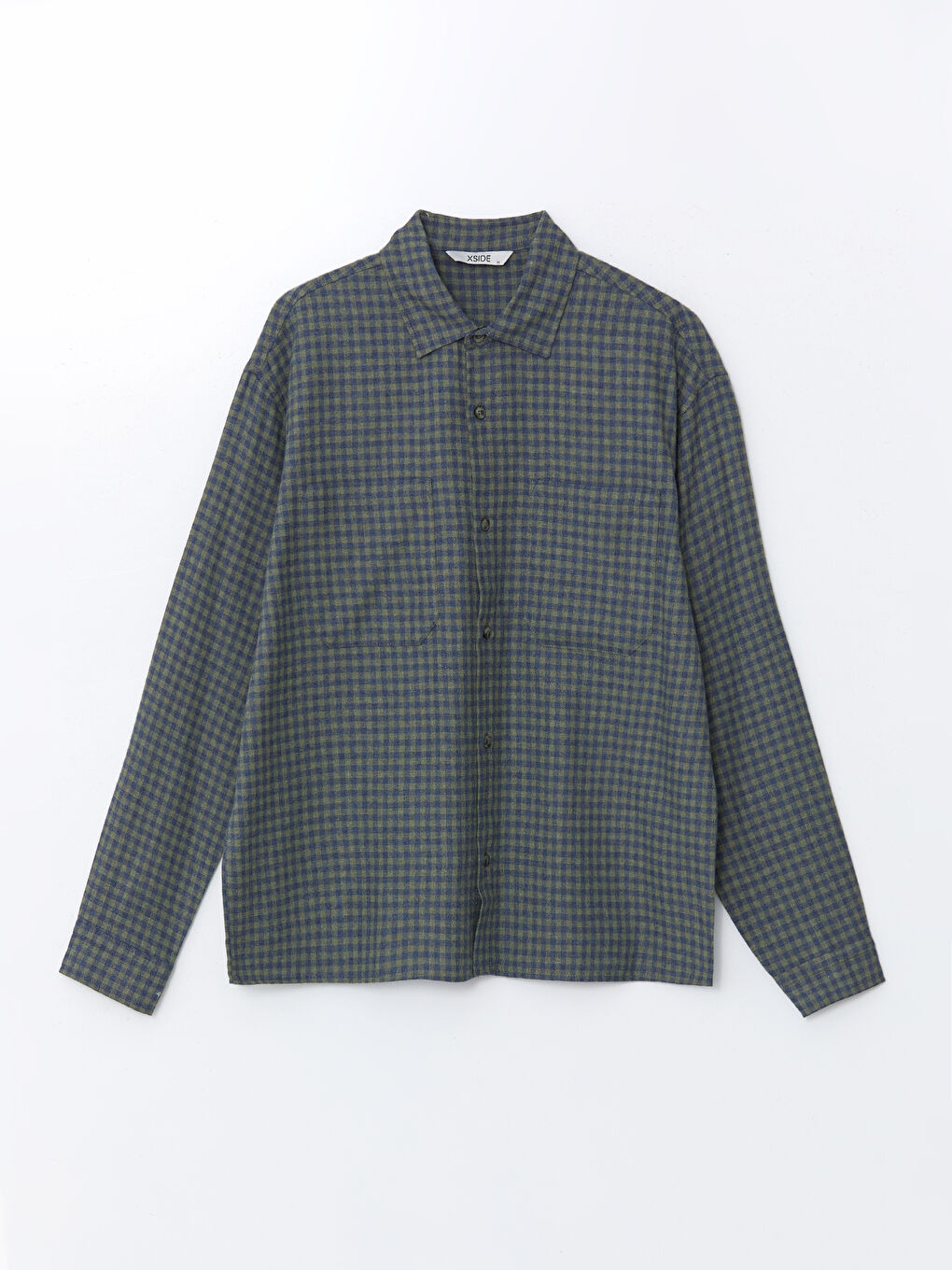 Haki Rahat Kalıp Uzun Kollu Ekose Erkek Gömlek-4