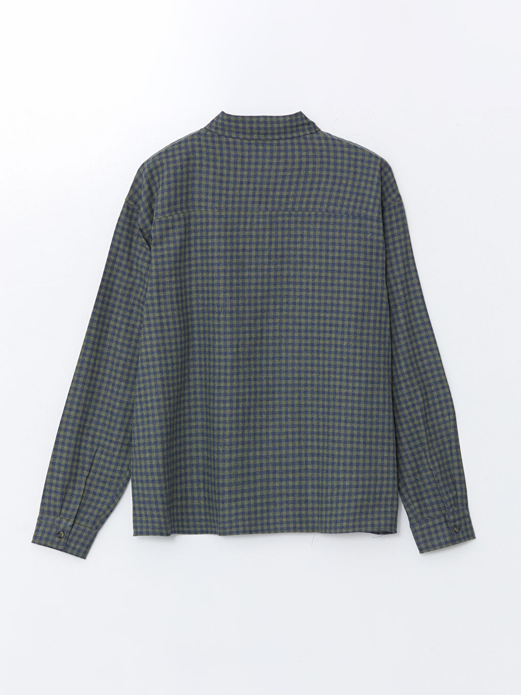 Haki Rahat Kalıp Uzun Kollu Ekose Erkek Gömlek-5