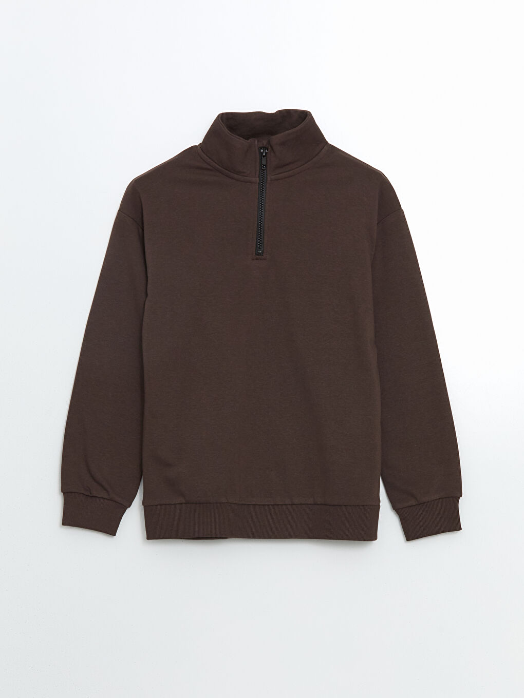 Kahverengi Dik Yaka Erkek Çocuk Sweatshirt