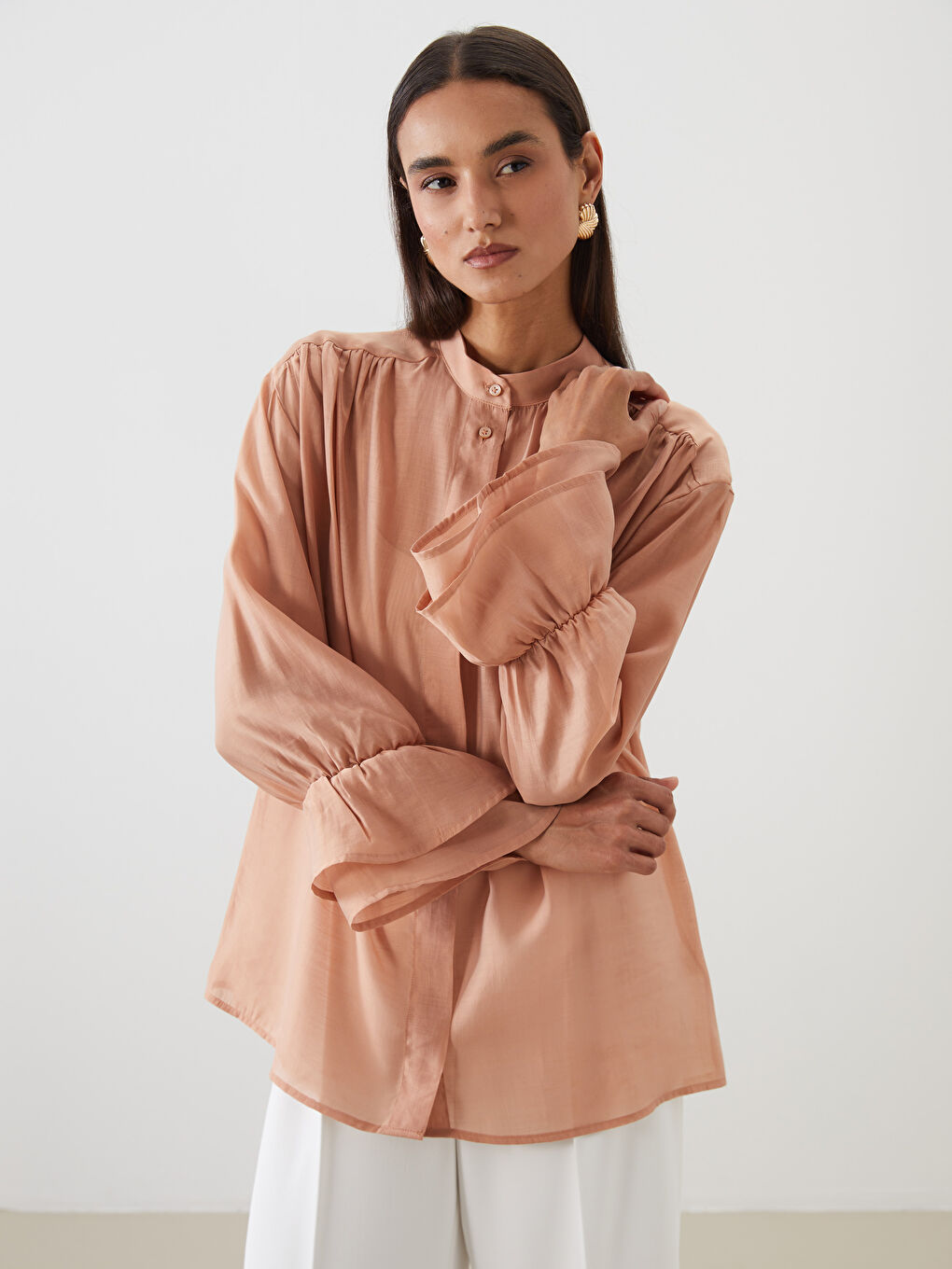 LCW Modest Woman BROWN Shirt Tunic -S5MJ65Z8-GXH