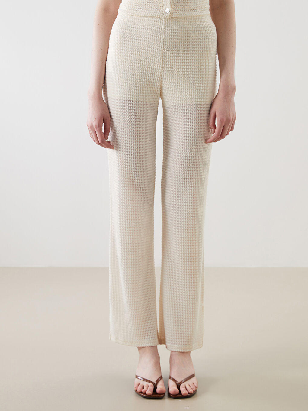 LC Waikiki Elasticated Waist Hole-Knitted Women's Trousers -S5MK30Z8-FDH
