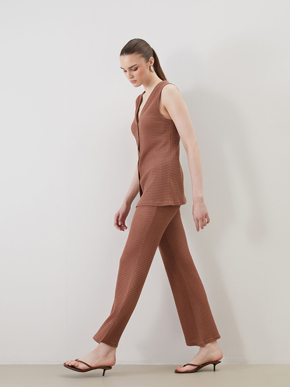 LC Waikiki Elasticated Waist Hole-Knitted Women's Trousers -S5MK30Z8-GE8