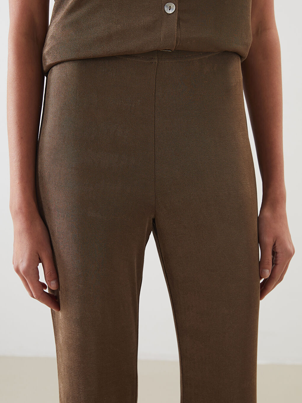 LCW Vision Elastic Waist Wide Leg Women's Trousers -S5MK31Z8-GE8